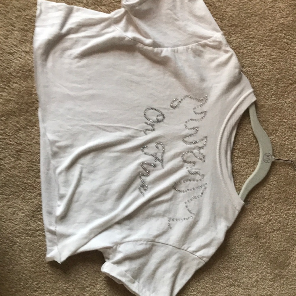 white “on fire” crop top